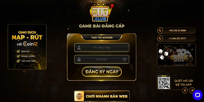 Người chơi có thể đăng ký để trải nghiệm cổng game HITCLUB