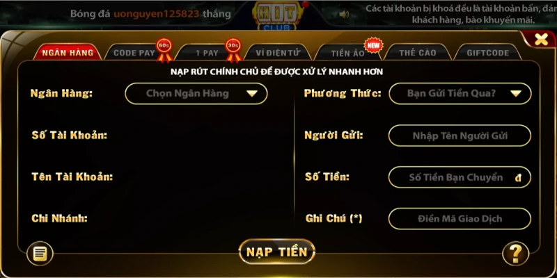  Hãy kiểm tra lại số dư trong tài khoản sau khi nạp tiền cổng game